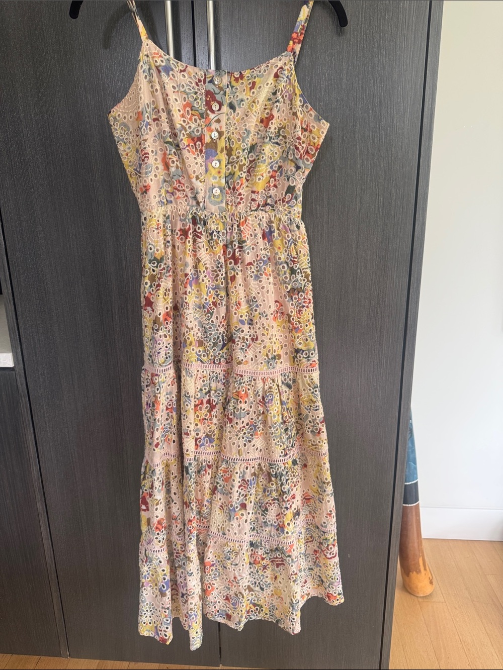 Evereve Multicolor Eyelet Maxi Dress in Cream Base